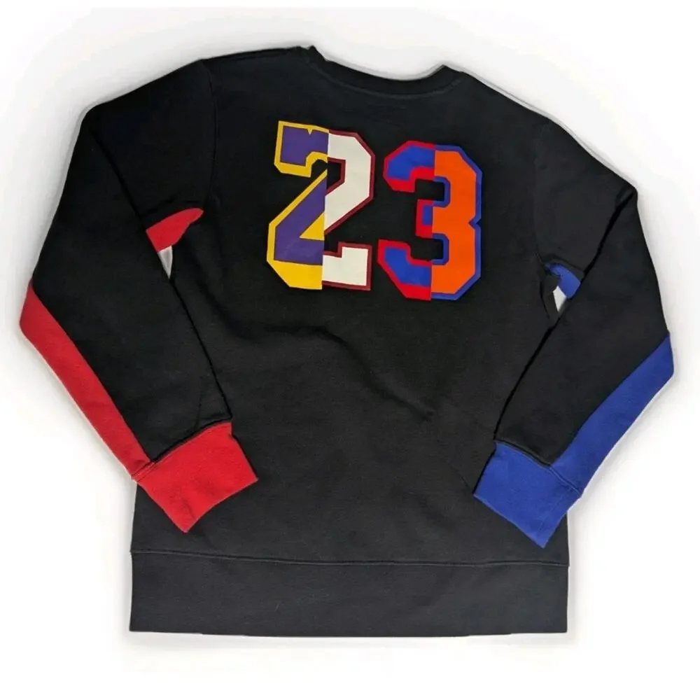 Vintage Jordan Black Crewneck Sweater 23 Colorblock Colorful Top Youth Big Boy L - Picture 6 of 10